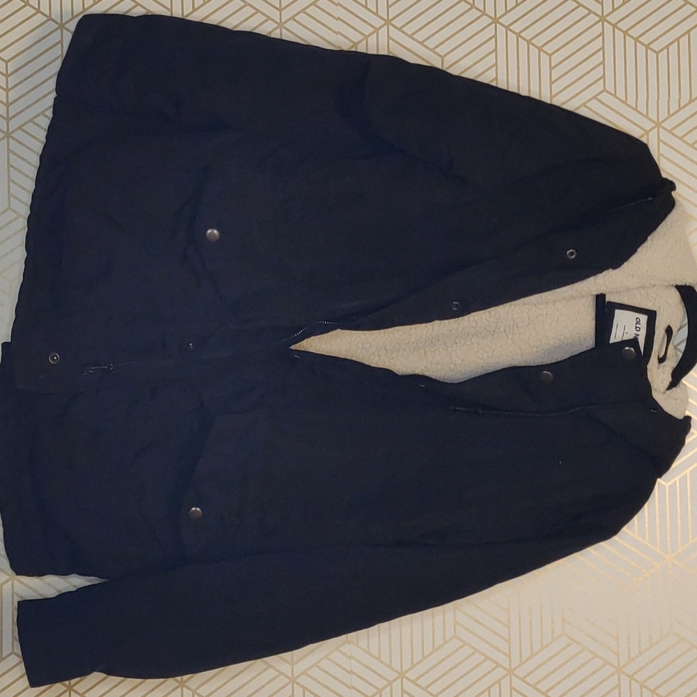 Men's old navy Sherpa lined jacket size large black and tan